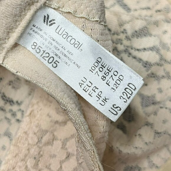 Wacoal Bra 32DD 851205 Halo Lace Mid Coverage Unlined Underwire Bra Beige - Picture 6 of 8